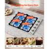 VEVOR Gas Cooktop, 30 inch 4 Burners Gas Stove Top, Max 48000BTU Built-in Stainless Steel Stove Top LPG/NG Convertible Dual Fuel Cooktop Stoves with Sealed Burner for Sear, Stew, Boil, Stir-Fry