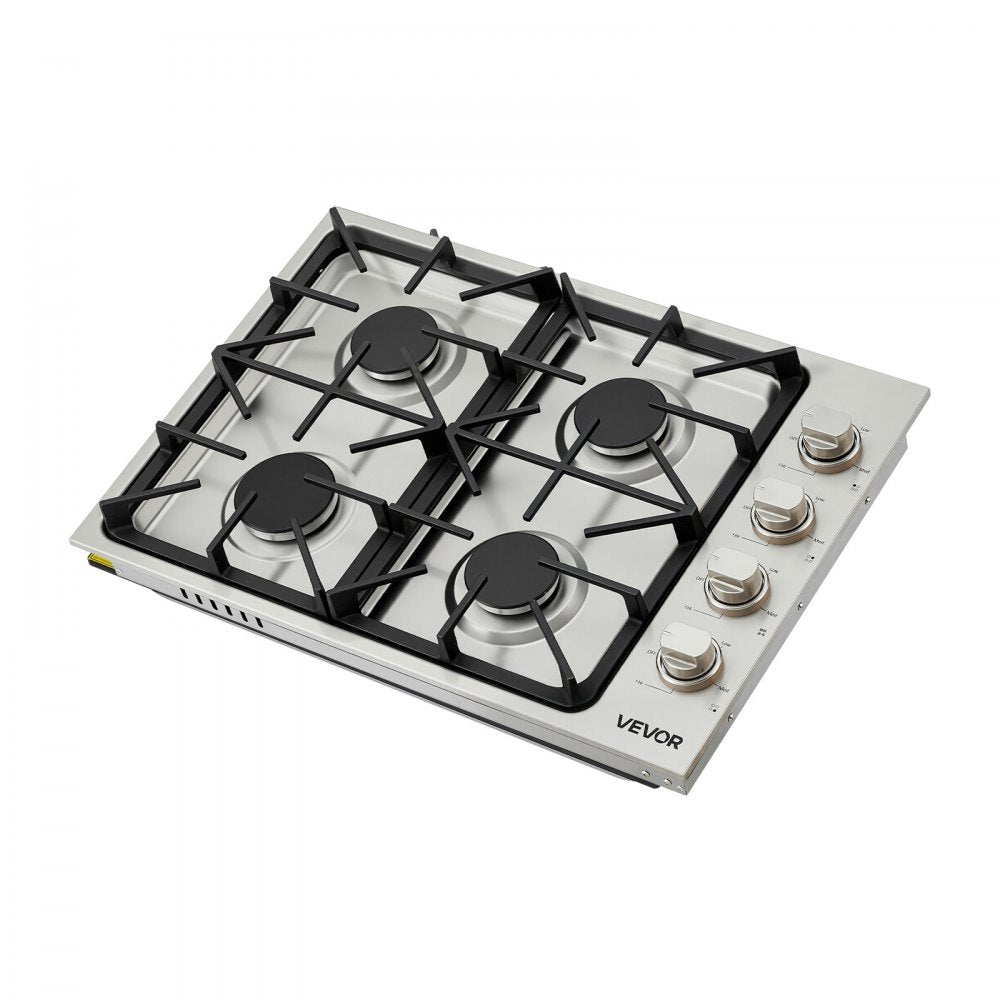 VEVOR Gas Cooktop, 30 inch 4 Burners Gas Stove Top, Max 48000BTU Built-in Stainless Steel Stove Top LPG/NG Convertible Dual Fuel Cooktop Stoves with Sealed Burner for Sear, Stew, Boil, Stir-Fry