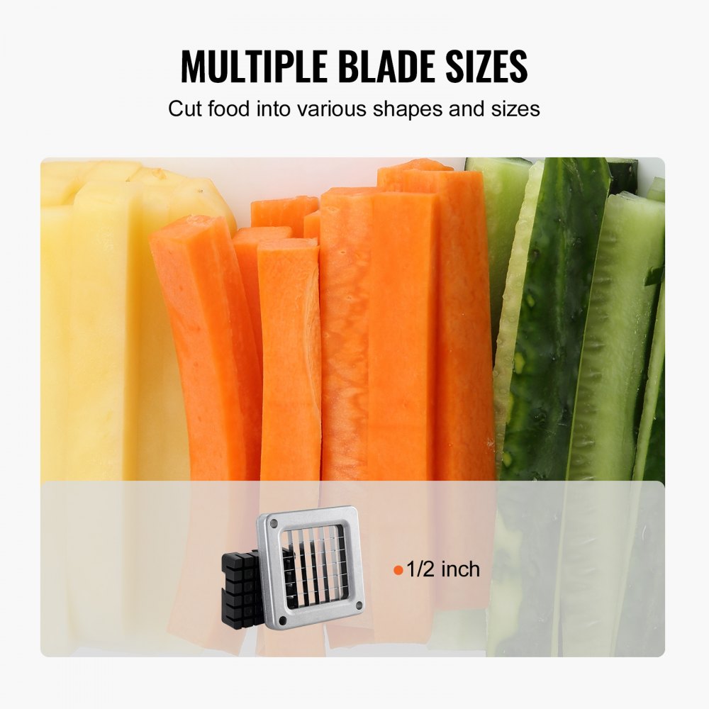 VEVOR French Fry Cutter, Potato Slicer with 1/2-Inch Stainless Steel Blade, Manual Potato Cutter Chopper with Suction Cups, Great for Potato, French Fries, Cucumber, Vegetables, Carrot