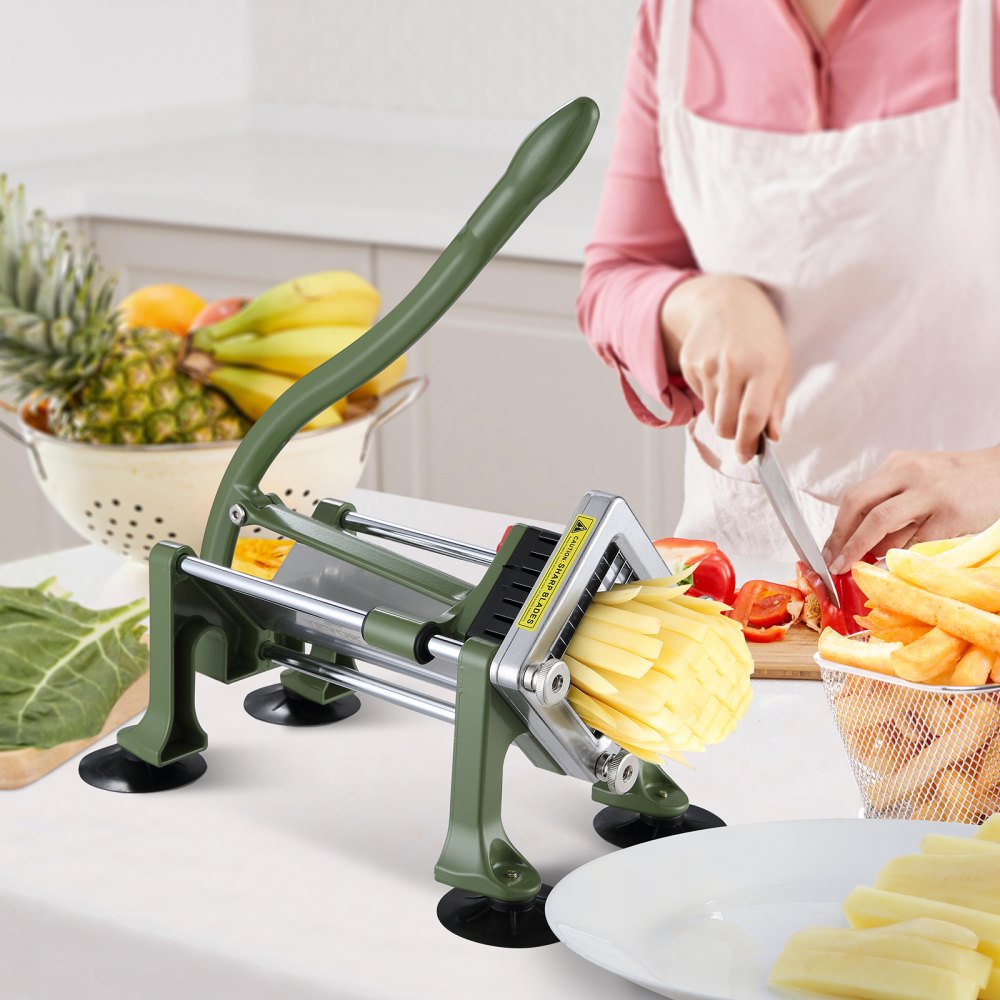 VEVOR French Fry Cutter, Potato Slicer with 3/8-Inch Stainless Steel Blade, Manual Potato Cutter Chopper with Suction Cups, Great for Potato, French Fries, Cucumber, Vegetables, Carrot