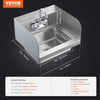 VEVOR Commercial Hand Sink with Faucet and Side Splash, Stainless Steel Sink for Washing, Small Hand Washing Sink, Wall Mount Hand Basin for Restaurant, Kitchen, Bar, Garage and Home, 17x12.8 inch