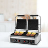 VEVOR Commercial Panini Grill, 3600W Electric Sandwich Panini Maker, Stainless Steel Double Sandwichs Press with Handle and Temp Control, 19x9 in Full Grooved Enamel Plate, for Hamburger Steak Bacon