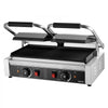 VEVOR Commercial Panini Grill, 3600W Electric Sandwich Panini Maker, Stainless Steel Double Sandwichs Press with Handle and Temp Control, 19x9 in Full Grooved Enamel Plate, for Hamburger Steak Bacon