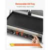 VEVOR Commercial Panini Grill, 3600W Electric Sandwich Panini Maker, Stainless Steel Double Sandwichs Press with Handle and Temp Control, 19x9 in Full Flat Enamel Plate, for Hamburger Steak Bacon