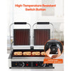 VEVOR Commercial Panini Grill, 3600W Electric Sandwich Panini Maker, Stainless Steel Double Sandwichs Press Grill with Handle and Temp Control, 19x9 in Flat Enamel Plate for Hamburger Steak Bacon