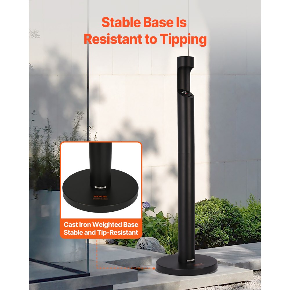VEVOR Cigarette Butt Receptacle, Commercial Cylinder Cigarette Butt Container, Freestanding and Weatherproof Outdoor Cigarette Butt Disposal for Garden, Office, Restaurant, Hotel, Bar, Patio, Black