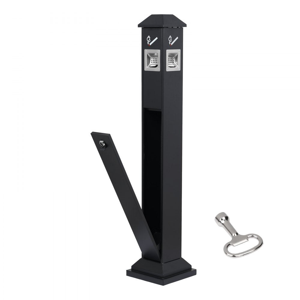 VEVOR Cigarette Butt Receptacle, Weatherproof Cigarette Butt Container with 4 Disposal Openings  & Top Cover, Freestanding Outdoor Cigarette Butt Disposal for Garden, Office, Restaurant, Hotel, Black