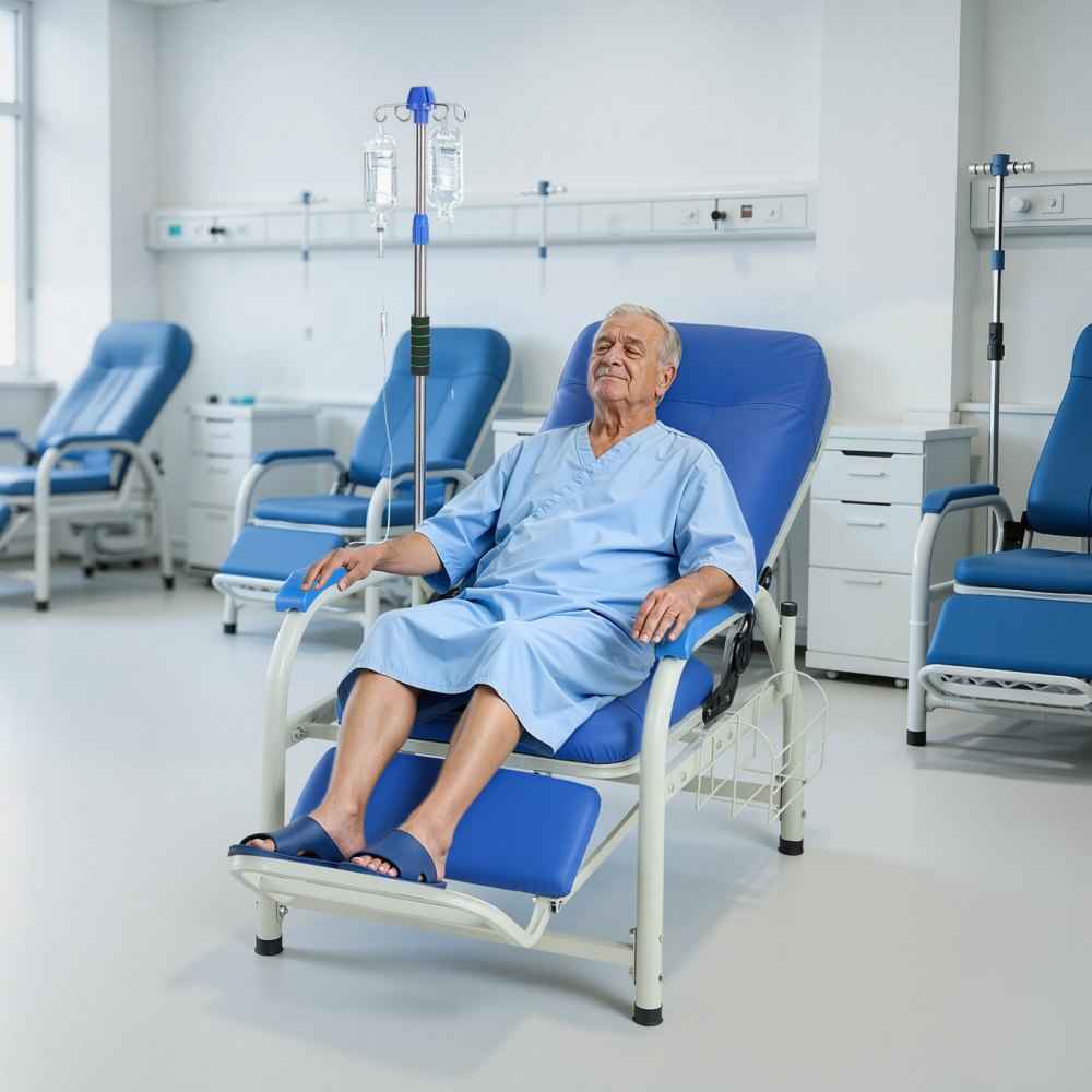 VEVOR Infusion Chair with IV Pole 90°-160° Reclining Phlebotomy Chair, 400LBS Capacity Medical Infusion Recliner with Soft Padded Seat, Footrest & Storage Basket for Blood Draw, IV Transfusion