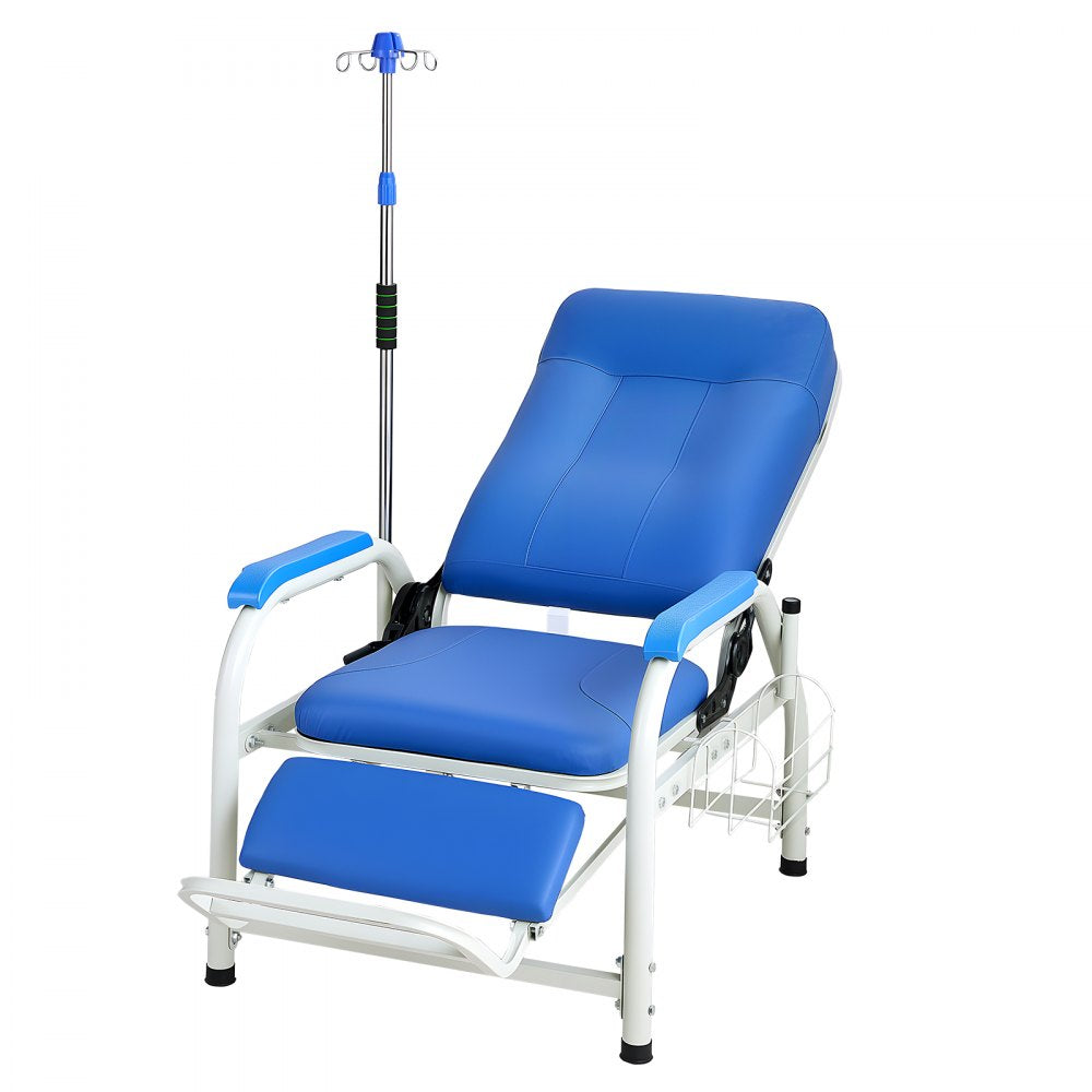 VEVOR Infusion Chair with IV Pole 90°-160° Reclining Phlebotomy Chair, 400LBS Capacity Medical Infusion Recliner with Soft Padded Seat, Footrest & Storage Basket for Blood Draw, IV Transfusion