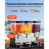VEVOR Commercial Beverage Dispenser 3 Tanks 18 L / 19 QT Per Tank, Stainless Steel Juice Dispenser, Ice Tea Drink Machine with 45℉ to 54℉ Cooling Temperature, for Cold Drink Restaurant Bar Party