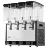 VEVOR Commercial Beverage Dispenser 4 Tanks 10 L / 10.6 QT Per Tank, Stainless Steel Juice Dispenser, Ice Tea Drink Machine with 45℉ to 54℉ Cooling Temperature, for Cold Drink Restaurant Bar Party