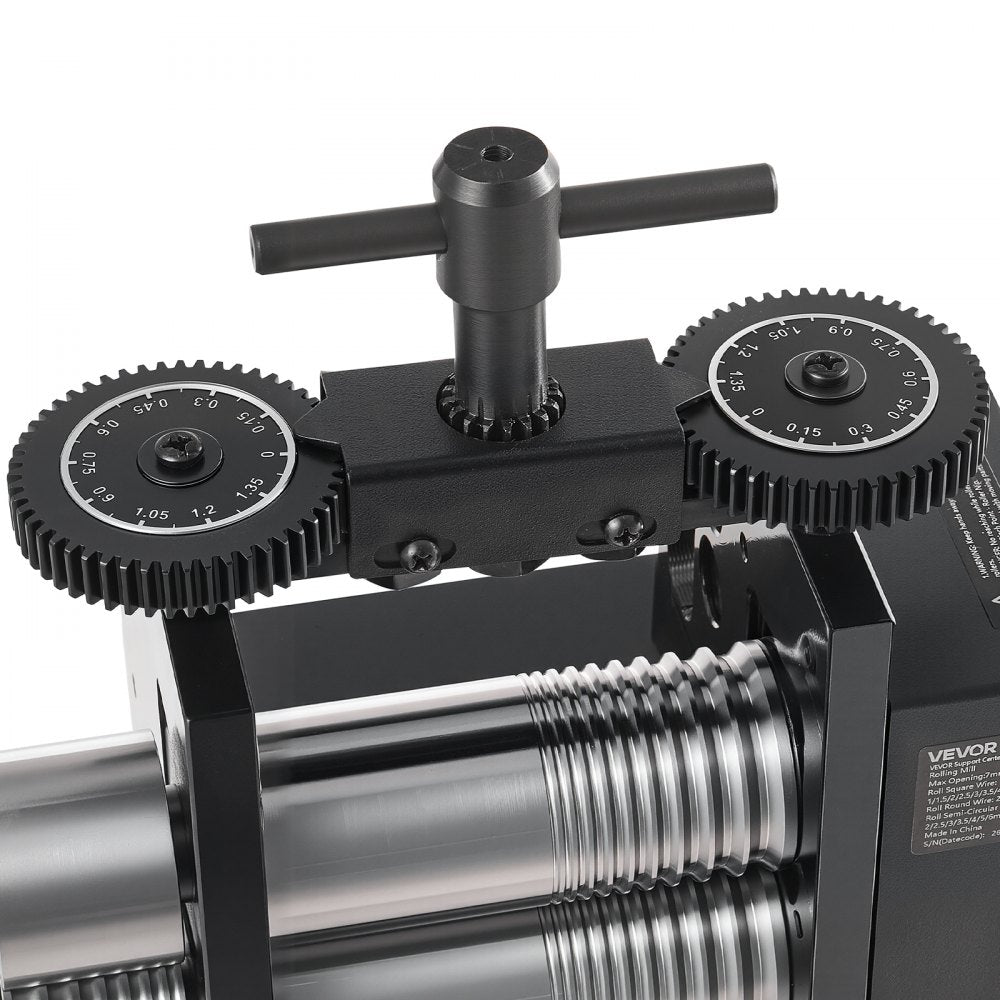 VEVOR Rolling Mill 4-in-1 Round Flat Square Half-Round Pressing Roller Mill, Manual Jewelry DIY Tool, 0.03-7 mm Adjustable Thickness, Stable & Even Rolling, for Ductile Metals, Gold, Silver, Copper