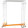 VEVOR Z Rack, Industrial Grade Z Base Garment Rack, Height Adjustable Rolling Z Garment Rack, Sturdy Steel Z Base Clothing Rack with Lockable Casters, for Home Clothing Store Display Orange (3 Sets)
