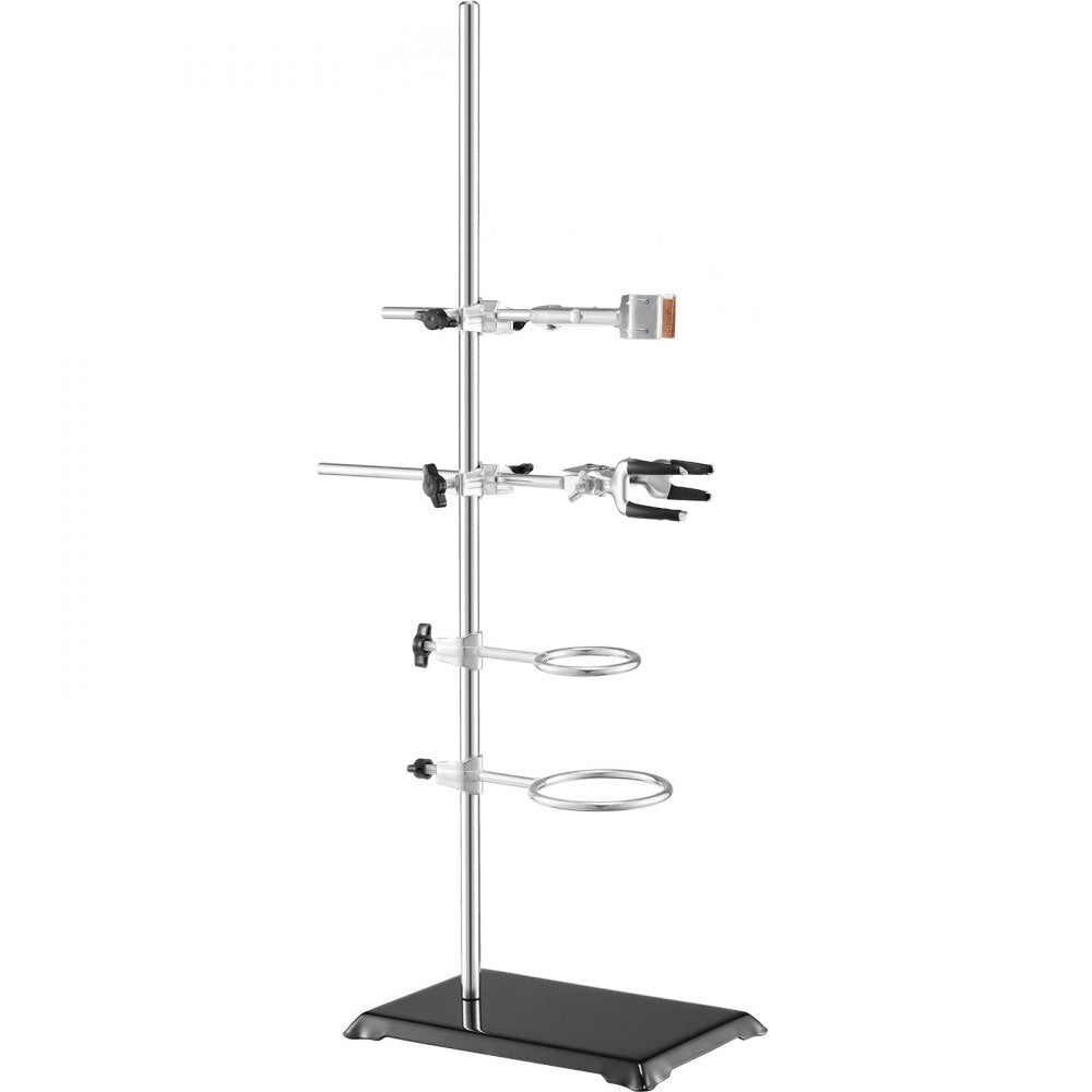 VEVOR Lab Stand Support, Laboratory Retort Support Stand 2 Sets, Steel Lab Stand 23.6" Rod and 8.3" x 5.3" Cast Iron Base, Includes Flask Clamps, Burette Clamps and Cross Clamps