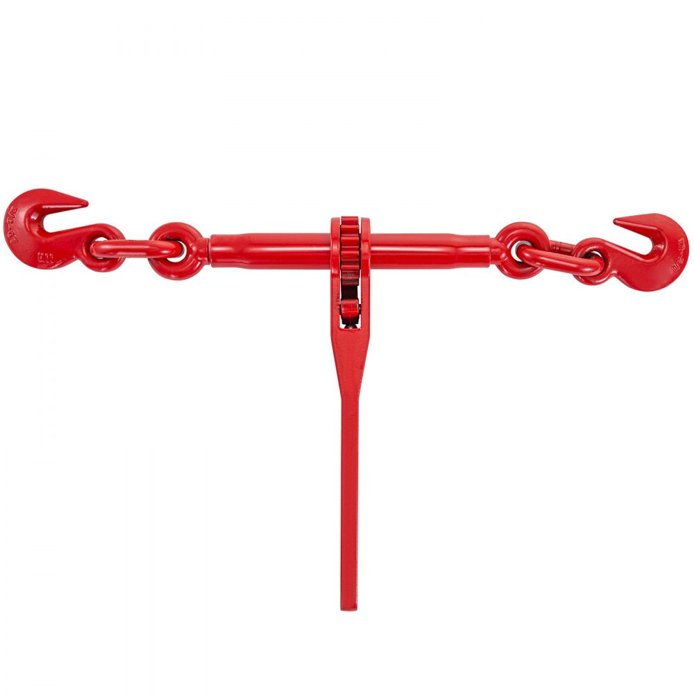 VEVOR 9215LBS 3/8\" – 1/2\" Ratchet Binders 9,215 LBS Secure Working Load, G70 Hooks and Adjustable Length, for Grade 70-80 Chains, Tie Down, Hauling, Towing, 4-Pack, Red
