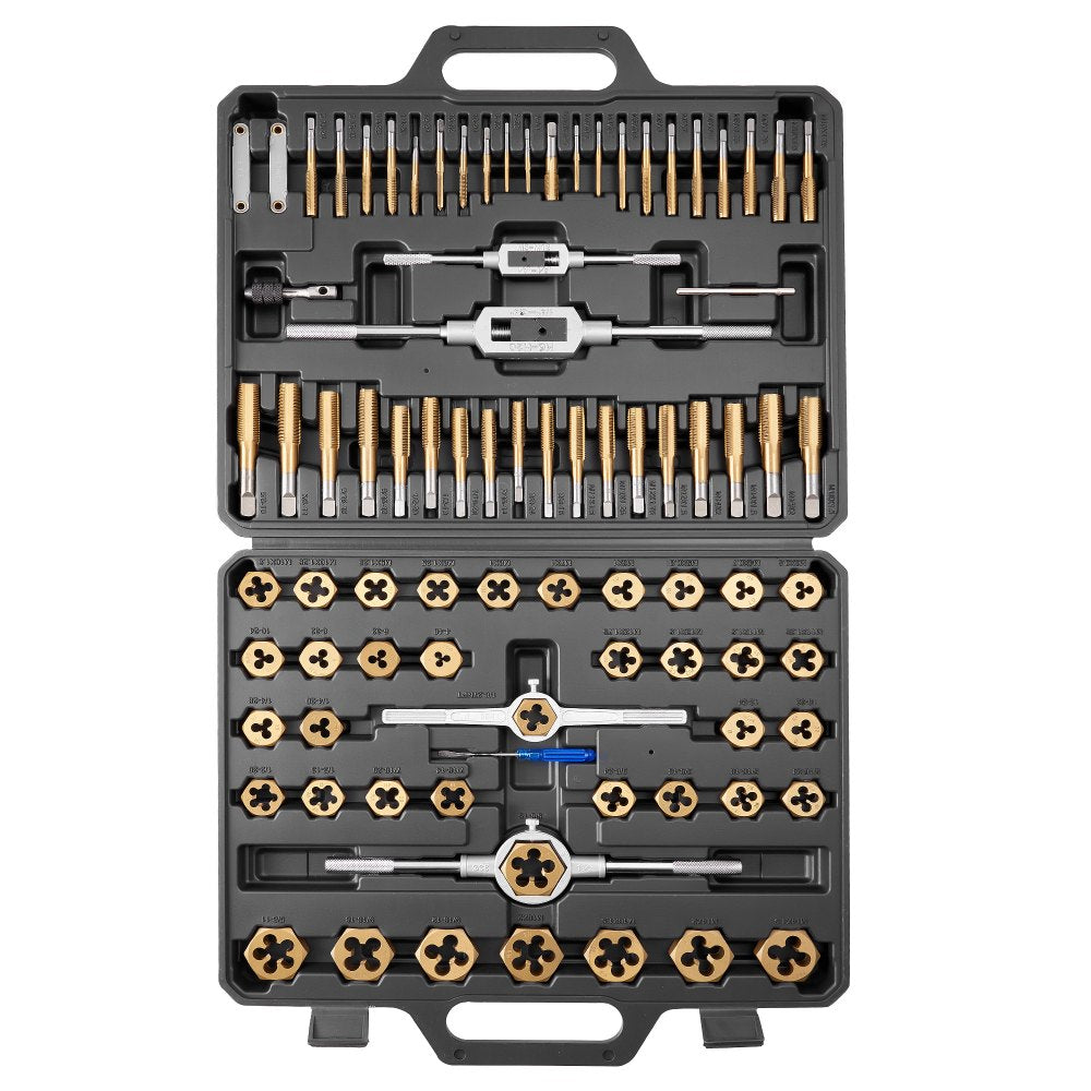 VEVOR Tap and Die Set, 86-Piece Metric and SAE Sizes M3 to M12, #4 to 5/8", with Coarse and Fine Thread Taps and Dies, Wrench, Carrying Case and Complete Accessories, for Threading and Rethreading