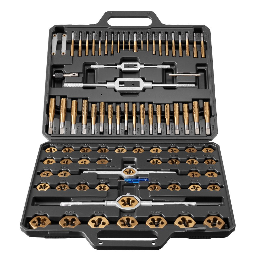 VEVOR Tap and Die Set, 86-Piece Metric and SAE Sizes M3 to M12, #4 to 5/8", with Coarse and Fine Thread Taps and Dies, Wrench, Carrying Case and Complete Accessories, for Threading and Rethreading