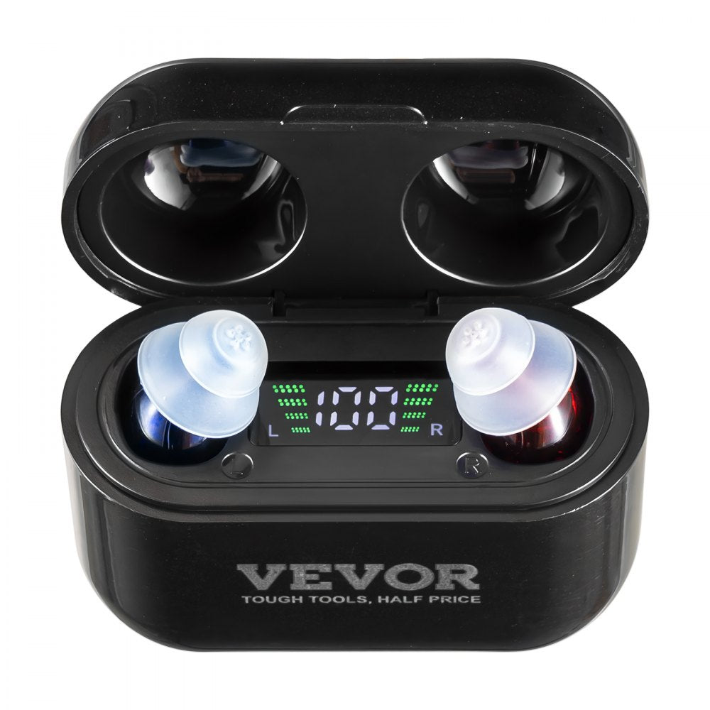 VEVOR Hearing Aids for Seniors, Rechargeable Hearing Amplifiers With Noise Cancelling and Volume Control, Digital In-Ear Hearing Assist Device with Charging Case and 8 Pair of Ear Domes