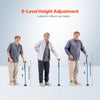 VEVOR Walking Cane for Man Woman, Folding Walking Stick with 8-Level Adjustable Height and 4-Pronged Pivoting Base, Lightweight & Portable Aluminum Mobility Aid for Senior Adult, 250LBS Loading (Blue)