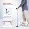 VEVOR Walking Cane for Man Woman, Folding Walking Stick with 8-Level Adjustable Height and 4-Pronged Pivoting Base, Lightweight & Portable Aluminum Mobility Aid for Senior Adult, 250LBS Loading (Blue)