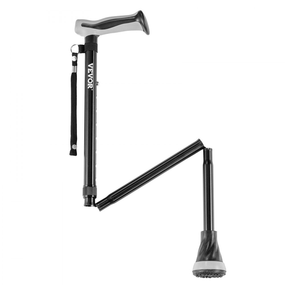 VEVOR Walking Cane for Man Woman, Folding Walking Stick with 8-Level Adjustable Height & Anti-Slip Tip, Lightweight and Portable Aluminum Mobility Walking Aid for Senior Adult, 250LBS Loading