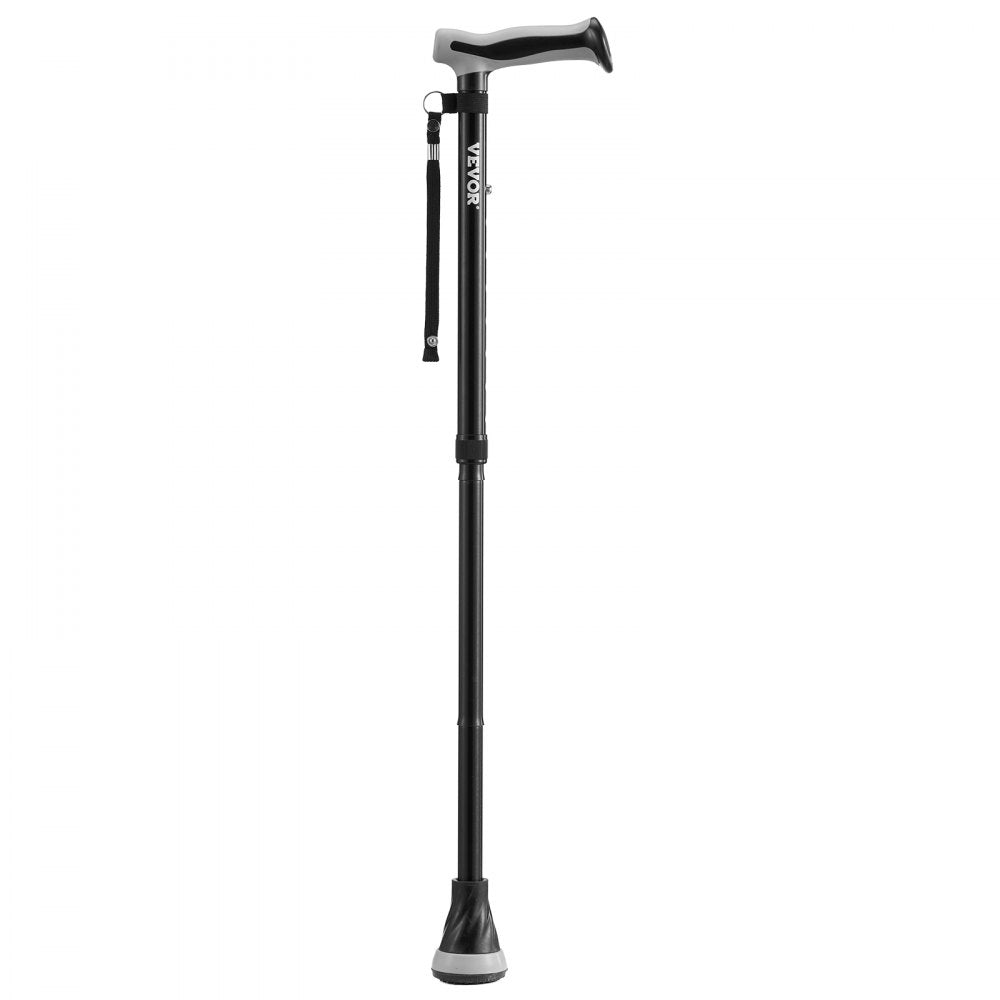 VEVOR Walking Cane for Man Woman, Folding Walking Stick with 8-Level Adjustable Height & Anti-Slip Tip, Lightweight and Portable Aluminum Mobility Walking Aid for Senior Adult, 250LBS Loading