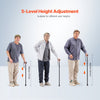 VEVOR Walking Cane for Man Woman, Folding Walking Stick with 5-Level Adjustable Height & Anti-Slip Rubber Tip, Lightweight and Portable Aluminum Mobility Walking Aid for Seniors Adults, 220LBS Loading