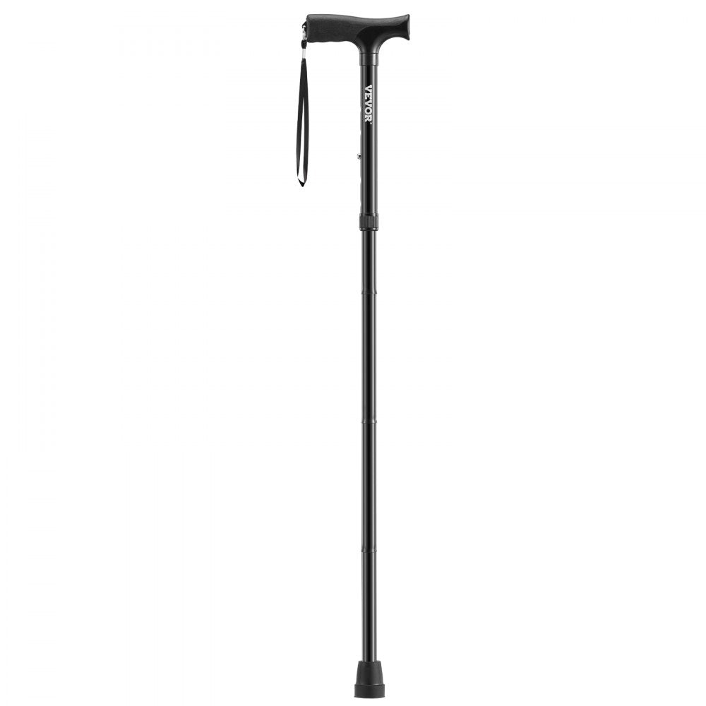 VEVOR Walking Cane for Man Woman, Folding Walking Stick with 5-Level Adjustable Height & Anti-Slip Rubber Tip, Lightweight and Portable Aluminum Mobility Walking Aid for Seniors Adults, 220LBS Loading
