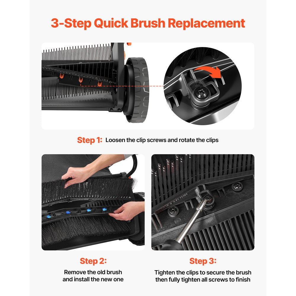 VEVOR 3 Packs Lawn Sweeper Brush Replacement, Compatible with VEVOR 26 in Lawn & Leaf Collector Sweepers, Yard Sweeper Brush Paddle with Durable V-Shaped Bristles for Easy Grass Leaf Cleanup