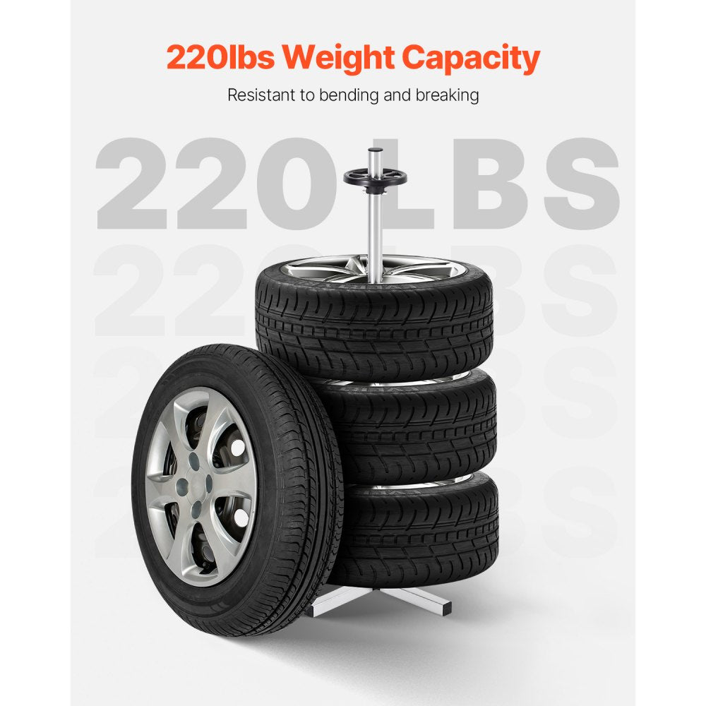 VEVOR Tire Organizing Rack, Robust Steel Tire Stand for 4 Tires with Rims, Compact Tyre Storage for Tires as wide as 225mm, Supports up to 220 lbs Weight, Perfect for Garage and Workshop