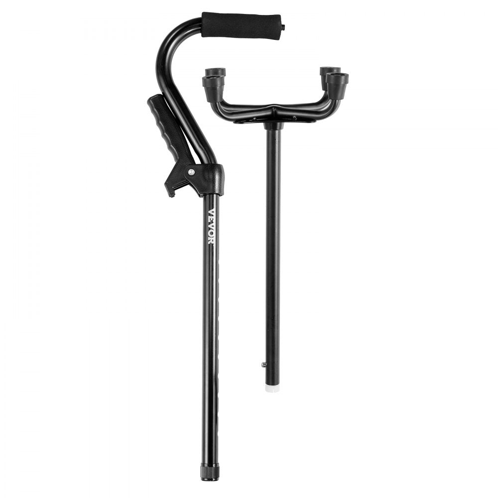 VEVOR Quad Walking Cane, 10-Level Height Adjustable Walking Stick with 4-Pronged Stable Base, Lightweight & Portable Aluminum Mobility Walking Aid for Seniors Adults Man Woman, 250LBS Loading Capacity