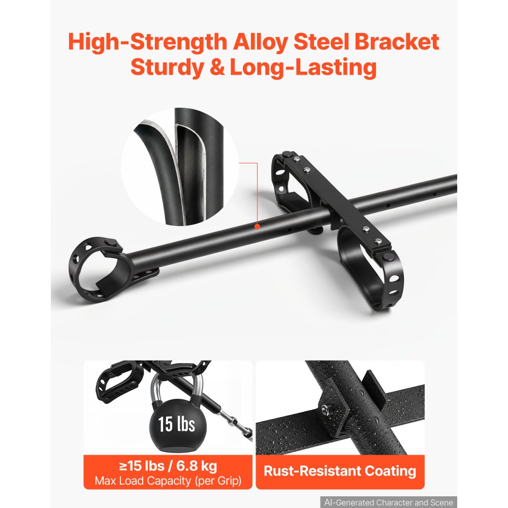 VEVOR UTV Hunting Tool Rack Sturdy Alloy Steel Overhead Hunting Tool Holder, Adjustable Fit 48"-57" Roll Bar Spacing, Compatible with Round-Tube & Profiled Roll Cages, Easy Roof Mounted, with Straps