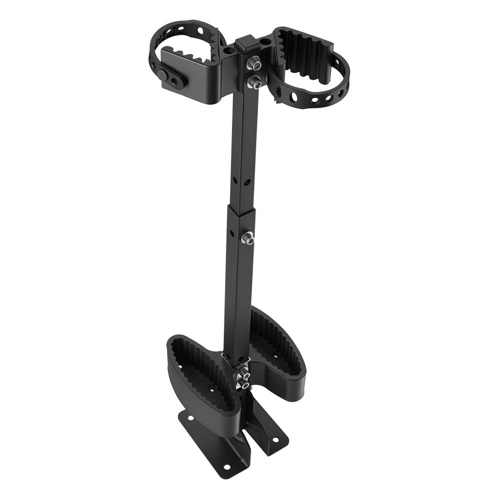 VEVOR UTV Hunting Tool Rack 27.5 to 35.5 in Adjustable Hunting Tool Holder, Fits UTV with Flat Floors, Polaris & Yamaha with Center Transmission Humps, 45° Tilt Adjustable, Aluminum Alloy, with Straps