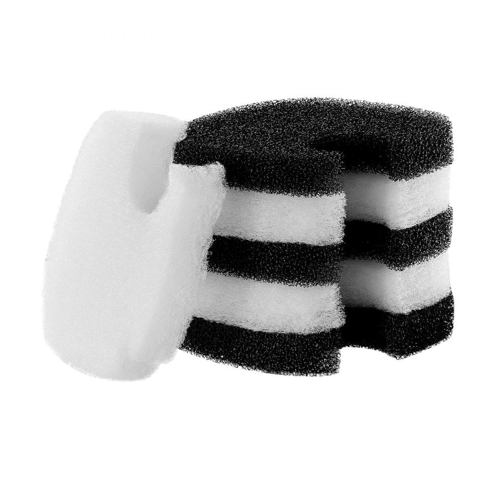 VEVOR Aquarium Filter Media Pads, 6 PCS Replacement with Impeller for CF800, Canister Floss Replacement for Fish Tank, Zirconia Impeller Shaft, 3 Black Polyurethane Foam & 3 White Polyester Fiber Pads