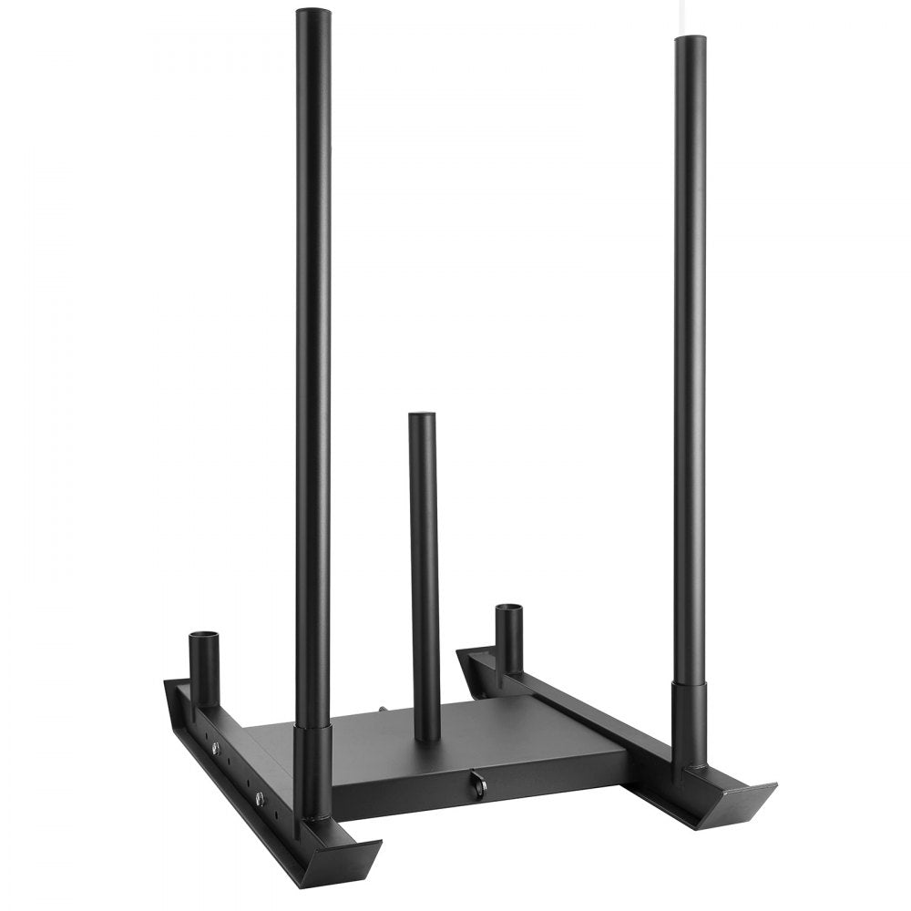 VEVOR Weight Training Sled, Pull Push Power Sled, Fitness Strength Resistance Training, Steel Workout Equipment for Athletic Exercise & Speed Improvement, Suitable for 2" Weight Plate, Black