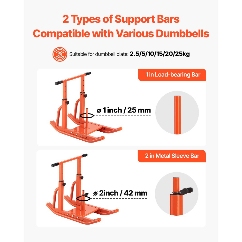VEVOR Weight Sled, Steel Power Sled, Fitness Training Sleds for Athletic Exercise Speed Improvement, Workout Equipment with Adjustable Height Handle, Compatible with 1/2 in Weight Plates, Orange