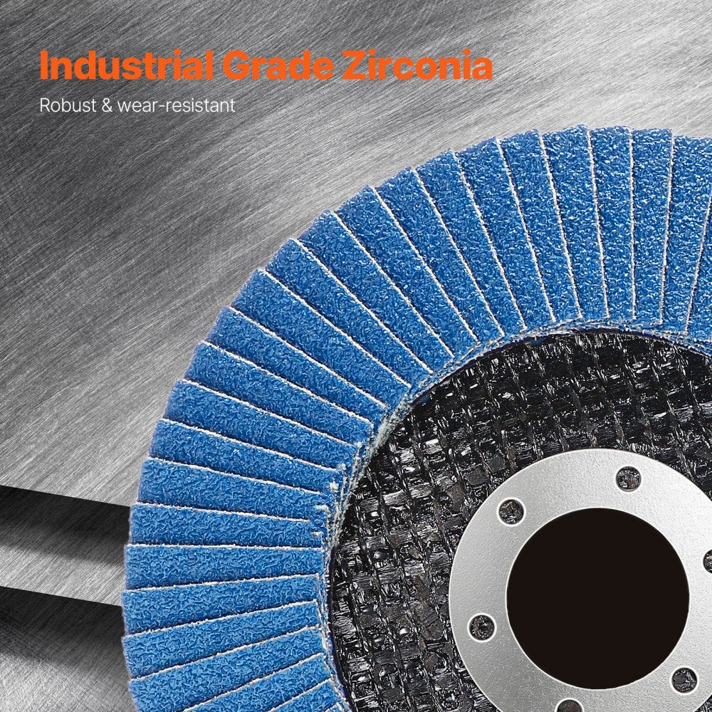 VEVOR Flap Discs 60 Grit, 4-1/2" x 7/8" Flap Discs for Angle Grinder, Type 29 Zirconia Flap Sanding Disc, Bevel Type Abrasive Grinding Wheels for Deburring, Rust Removal, Sanding, Finishing (10 Pack)