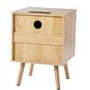 VEVOR Rattan Nightstand, Boho Bedside Table with 2 Drawers, Rattan End Table Nightstand with Solid Wood Legs, Rattan Bedside Table with Charging Station, for Bedroom, Study & Living Room