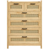 VEVOR 5 Drawer Rattan Dresser, Boho Dresser, Rattan Chest of Drawers with Spacious Storage, Natural Rattan Dresser for Bedroom, Living Room & Hallway,Rattan Nightstand with Sturdy Handles&Legs, Brown
