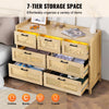 VEVOR 7 Drawer Rattan Dresser, Natural Rattan Wood Dressers with LED Light, Modern Wood Chest Clothing Organizer & Storage Boho Dresser with Sturdy Handles & Legs, for Bedroom, Living Room & Hallway