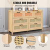 VEVOR 7 Drawer Rattan Dresser, Natural Rattan Wood Dressers with LED Light, Modern Wood Chest Clothing Organizer & Storage Boho Dresser with Sturdy Handles & Legs, for Bedroom, Living Room & Hallway