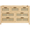 VEVOR 7 Drawer Rattan Dresser, Natural Rattan Wood Dressers with LED Light, Modern Wood Chest Clothing Organizer & Storage Boho Dresser with Sturdy Handles & Legs, for Bedroom, Living Room & Hallway