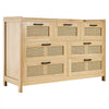 VEVOR 7 Drawer Rattan Dresser, Natural Rattan Wood Dressers with LED Light, Modern Wood Chest Clothing Organizer & Storage Boho Dresser with Sturdy Handles & Legs, for Bedroom, Living Room & Hallway