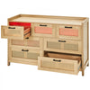 VEVOR 7 Drawer Rattan Dresser, Natural Rattan Wood Dressers with LED Light, Modern Wood Chest Clothing Organizer & Storage Boho Dresser with Sturdy Handles & Legs, for Bedroom, Living Room & Hallway