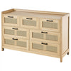 VEVOR 7 Drawer Rattan Dresser, Natural Rattan Wood Dressers with LED Light, Modern Wood Chest Clothing Organizer & Storage Boho Dresser with Sturdy Handles & Legs, for Bedroom, Living Room & Hallway