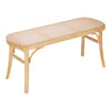 VEVOR Rattan Bench, 43.3" Wooden Rattan Bench, Entrywway Bench with Oak Wood Legs, Bedroom End of Bed Boho Bench with Hand Woven Rattan, for Living Room, Kitchen