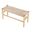 VEVOR Rattan Bench, 31.5" Wooden Rattan Bench, Entrywway Bench with Oak Wood Legs, Bedroom End of Bed Boho Bench with Hand Woven Rattan, for Living Room, Kitchen