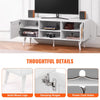 VEVOR Rattan TV Stand, Boho TV Cabinet for 55 inch TV, Mid Century Modern TV Stand, Rattan TV Console with Adjustable Shelfs for  Living Room, Media Room, White