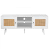 VEVOR Rattan TV Stand, Boho TV Cabinet for 55 inch TV, Mid Century Modern TV Stand, Rattan TV Console with Adjustable Shelfs for  Living Room, Media Room, White