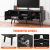 VEVOR Rattan TV Stand, Boho TV Cabinet for 55 inch TV, Mid Century Modern TV Stand, Rattan TV Console with Adjustable Shelfs for  Living Room, Media Room, Black